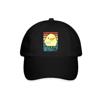 Ente mit Messer Meme Küken Huhn Gans Was Retro Sun - Baseballkappe - Schwarz/Schwarz - Vorne