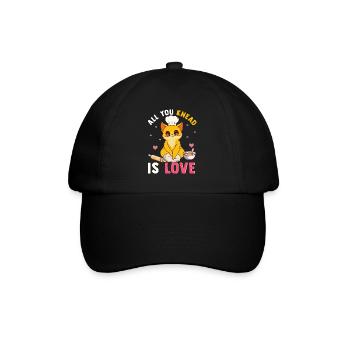 Cute All You Knead Is Love Funny Cat Kneading Pun - Baseball Cap - black/black - Front