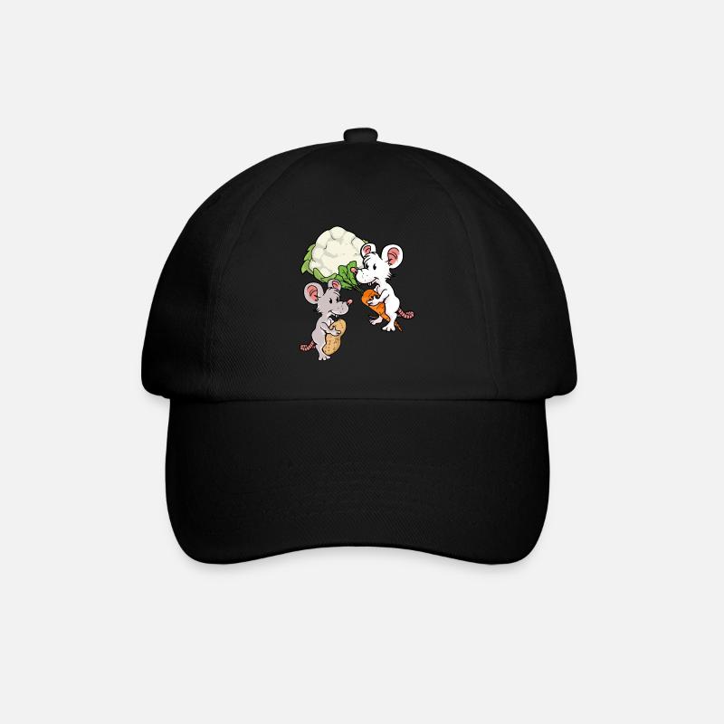 Bio Öko Mause Gemüse Nagetiere hunger Maus - Baseballkappe - Schwarz/Schwarz