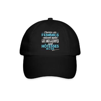 Hôtesse de l'air. Cadeau avion, vol, vacances - Casquette classique - noir/noir - Devant