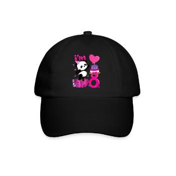 Panda 8. Geburtstag Seit 2013 Pink - Baseballkappe - Schwarz/Schwarz - Vorne