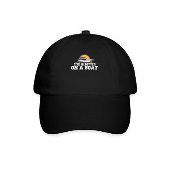 Das Leben Ist Besser Auf Dem Boot - Baseballkappe - Schwarz/Schwarz - Vorne