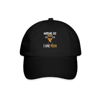Fitness Drôle de travail parce que j’aime pizza - Casquette classique - noir/noir - Devant