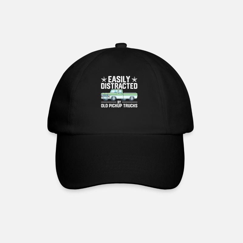 Easily distractable by old pickup trucks vintage cars - Baseball Cap - black/black