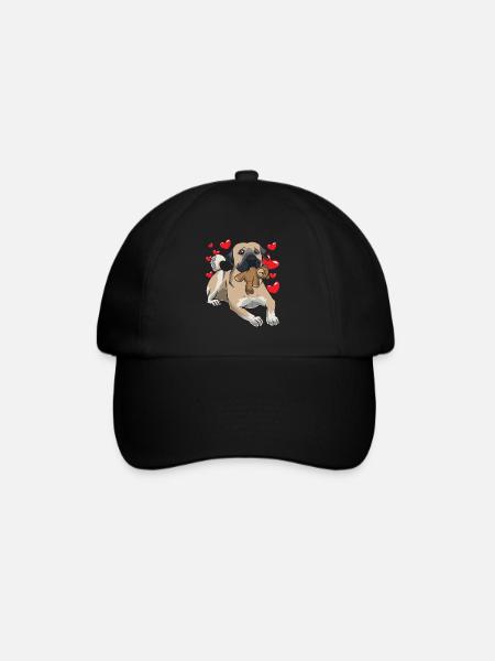 Kangal Hund mit Stofftier und vielen Herzen - Baseballkappe - Schwarz/Schwarz