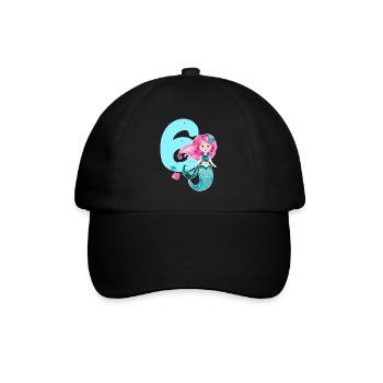 6ème anniversaire sirène 6 ans coquillage océan - Casquette classique - noir/noir - Devant
