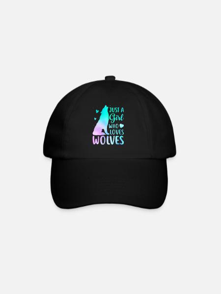 Nur ein Mädchen, das Wölfe liebt lustige Frauen Wolf Liebe - Baseballkappe - Schwarz/Schwarz