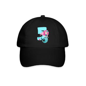 5. Geburtstag Meerjungfrau 5 Jahre - Baseballkappe - Schwarz/Schwarz - Vorne