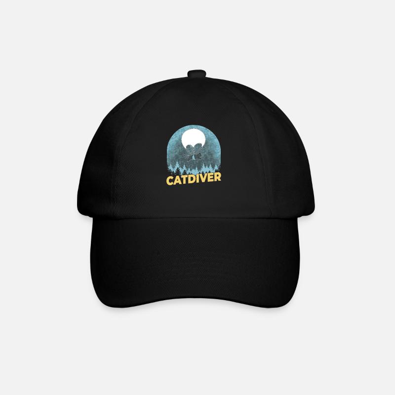 Catdiver - Chat drôle de parachutiste - Casquette classique - noir/noir