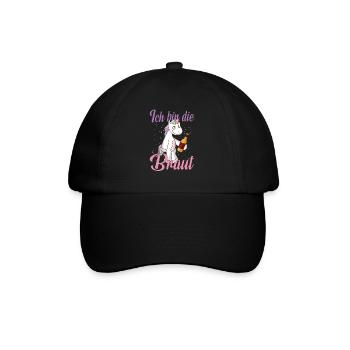 Ich bin die Braut Einhorn Fan Brautjungfern Spruch - Baseballkappe - Schwarz/Schwarz - Vorne