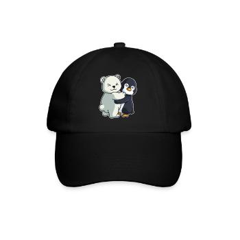 Eisbär und Pinguin niedliche Tiere knuddeln - Baseballkappe - Schwarz/Schwarz - Vorne