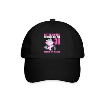 Bitte kein Neid 38 Jahre Einhorn 38. Geburtstag - Baseballkappe - Schwarz/Schwarz - Vorne