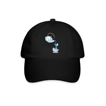Teapot big wave art drawing Japan style - Baseball Cap - black/black - Front