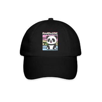 Panda Spruch Pandastic Pansexuell Geschenk - Baseballkappe - Schwarz/Schwarz - Vorne