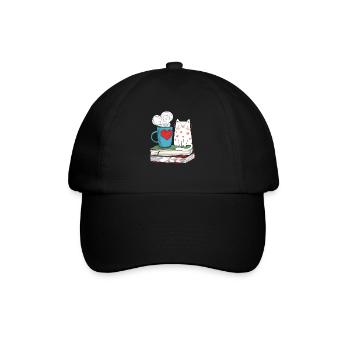 Mignon chat et café livre de littérature lire - Casquette classique - noir/noir - Devant