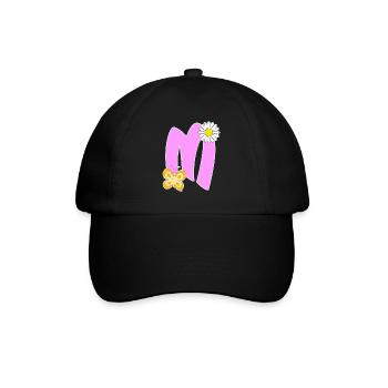 Lettre M avec papillon - Casquette classique - noir/noir - Devant