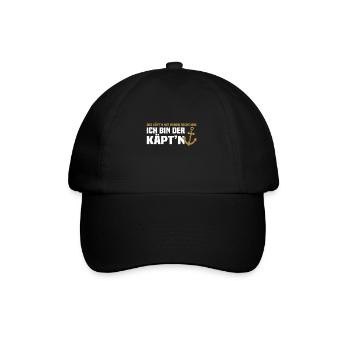 Der Kapitän hat immer Recht - Käptn Boot - Baseballkappe - Schwarz/Schwarz - Vorne