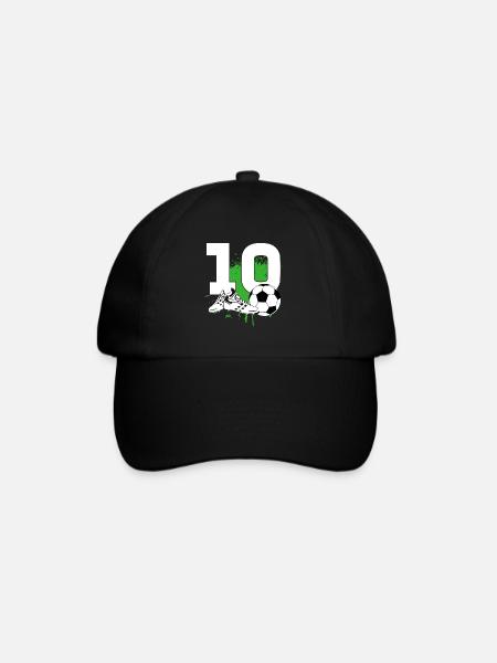 10. Geburtstag 10 Jahre Fußball Fußballspieler - Baseballkappe - Schwarz/Schwarz