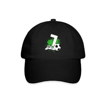 7. Geburtstag 7 Jahre Fußball Fußballspieler - Baseballkappe - Schwarz/Schwarz - Vorne