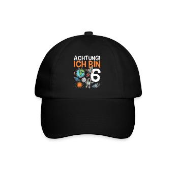 Achtung Ich bin 6 - Baseballkappe - Schwarz/Schwarz - Vorne