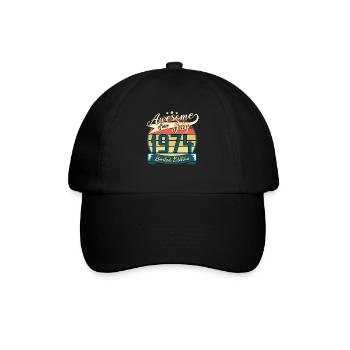 July 1974 Vintage Birthday Gift - Baseball Cap - black/black - Front