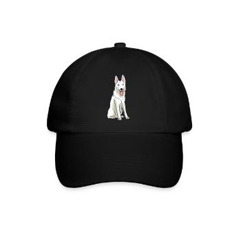 Weißer Schweizer Schäferhund - Baseballkappe - Schwarz/Schwarz - Vorne