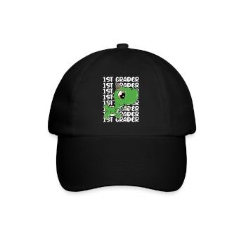 Schulkind T-Rex Dino Junge Einschulung - Baseballkappe - Schwarz/Schwarz - Vorne