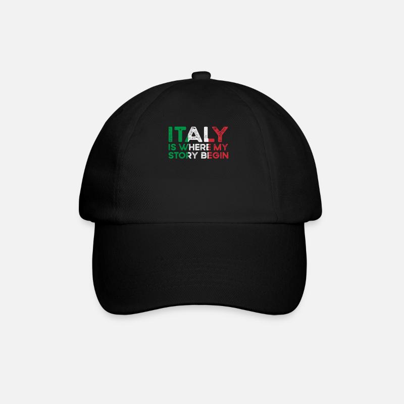 Italien - Baseballkappe - Schwarz/Schwarz