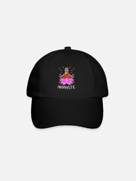 Yoga Namaste Faultier - Baseballkappe - Schwarz/Schwarz