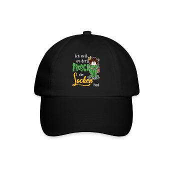 Ich weiß wo der Frosch die Locken hat - Baseballkappe - Schwarz/Schwarz - Vorne