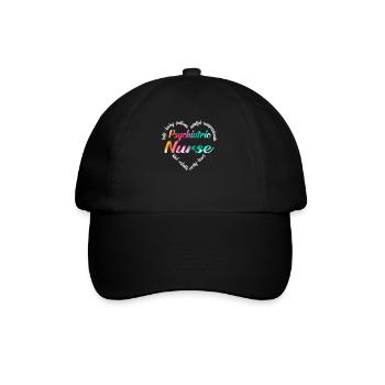 Cardiac Nurse Heart Word Cloud - Baseballkappe - Schwarz/Schwarz - Vorne