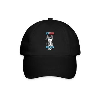 Hase Häschen Kaninchen Ich liebe Hasen ok Nagetier - Baseballkappe - Schwarz/Schwarz - Vorne