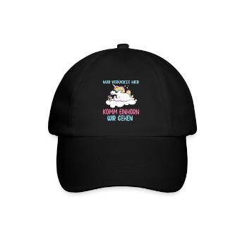 Unicorn Only Crazy Here Unicorn Panda - Baseballkappe - Schwarz/Schwarz - Vorne