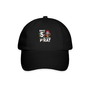 5 jähriger Pirat 5. Geburtstag Achtung Ich Bin 5 - Baseballkappe - Schwarz/Schwarz - Vorne