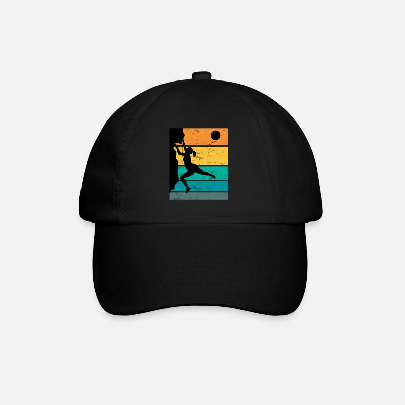 Retro Boulder Rock Climbing Free Climbing - Baseball Cap - black/black