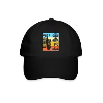 Traktor Retro Traktor Vintage Traktor Geschenk - Baseballkappe - Schwarz/Schwarz - Vorne