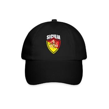 Italy Italia Sicilia Flag Sicily Palermo - Baseball Cap - black/black - Front