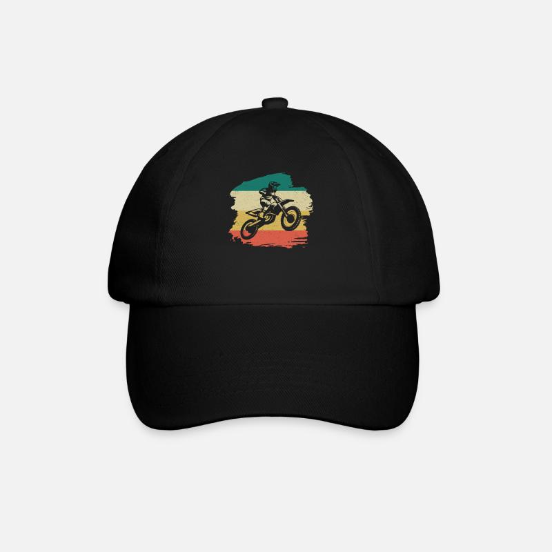 Motorcross Retro Geschenk - Baseballkappe - Schwarz/Schwarz