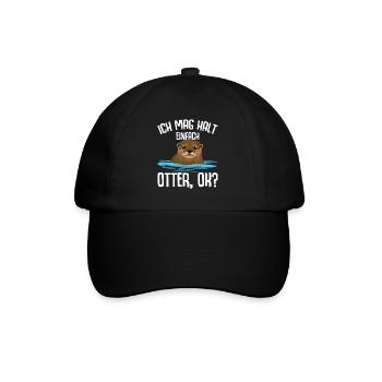 Ich mag halt Otter Seeotter Kinder Damen - Baseballkappe - Schwarz/Schwarz - Vorne