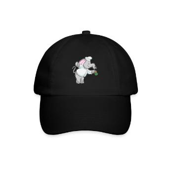 Elefant Koch Salzstreuer Kochen - Baseballkappe - Schwarz/Schwarz - Vorne