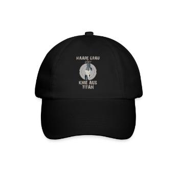 Haare grau aber Knie aus Titan - Baseballkappe - Schwarz/Schwarz - Vorne