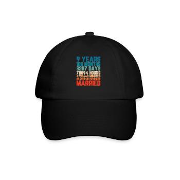 9 Jahre verheiratet Hochzeit Ehe Spruch Geschenk - Baseballkappe - Schwarz/Schwarz - Vorne