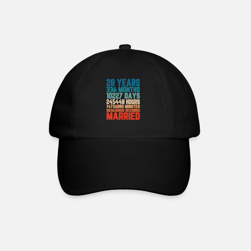 28 Jahre verheiratet Hochzeit Ehe Spruch Geschenk - Baseballkappe - Schwarz/Schwarz