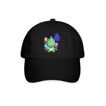 4 years old - Dinosaurs - 4th birthday gift - Baseball Cap - black/black - Front