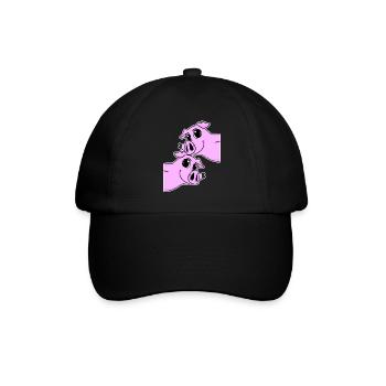 Schwein Schweine - Baseballkappe - Schwarz/Schwarz - Vorne
