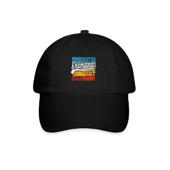 Bester Ehemann seit Jahr 2014 Hochzeitstag - Baseballkappe - Schwarz/Schwarz - Vorne