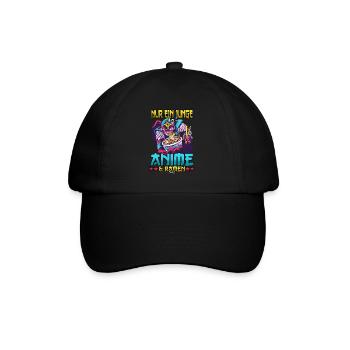 Nur ein Junge der Anime & Ramen liebt - Baseballkappe - Schwarz/Schwarz - Vorne