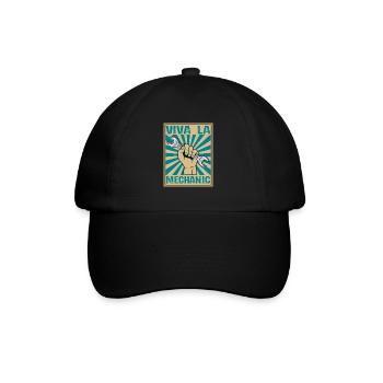 Viva La Mechanic Retro Holzschnittschlüssel - Baseballkappe - Schwarz/Schwarz - Vorne