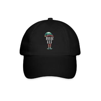 Weihnachten Partnerkostüm Bier Elf Elfe Elfen - Baseballkappe - Schwarz/Schwarz - Vorne