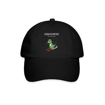 Lenzerheide Graubünden Schweiz Retro Ski T-Rex - Baseballkappe - Schwarz/Schwarz - Vorne